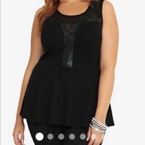 Black Torrid Mesh and Leather Blouse